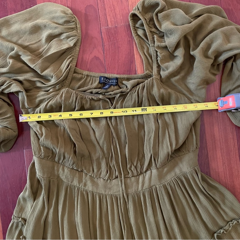 Eloquii Tiered Ruffle Maxi Dress Olive Green Size 14W - Picture 8 of 10